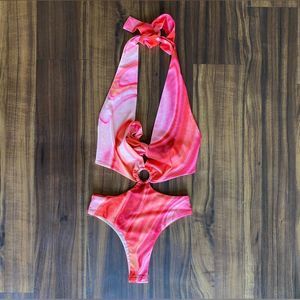 Farai London Pink Gaia Halter Bodysuit